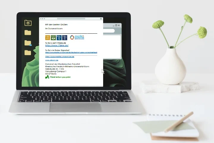 Das Projekt integriert die 17 Ziele für Nachhaltige Entwicklung in Ihre Email Signatur.
