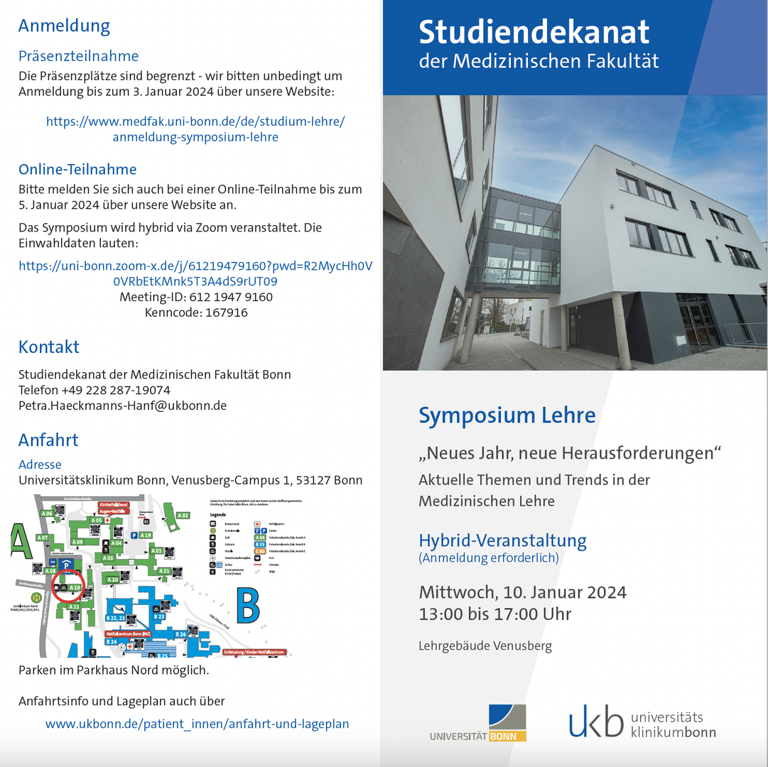 Programm zum Symposium für Lehre der Medizinischen Fakultät