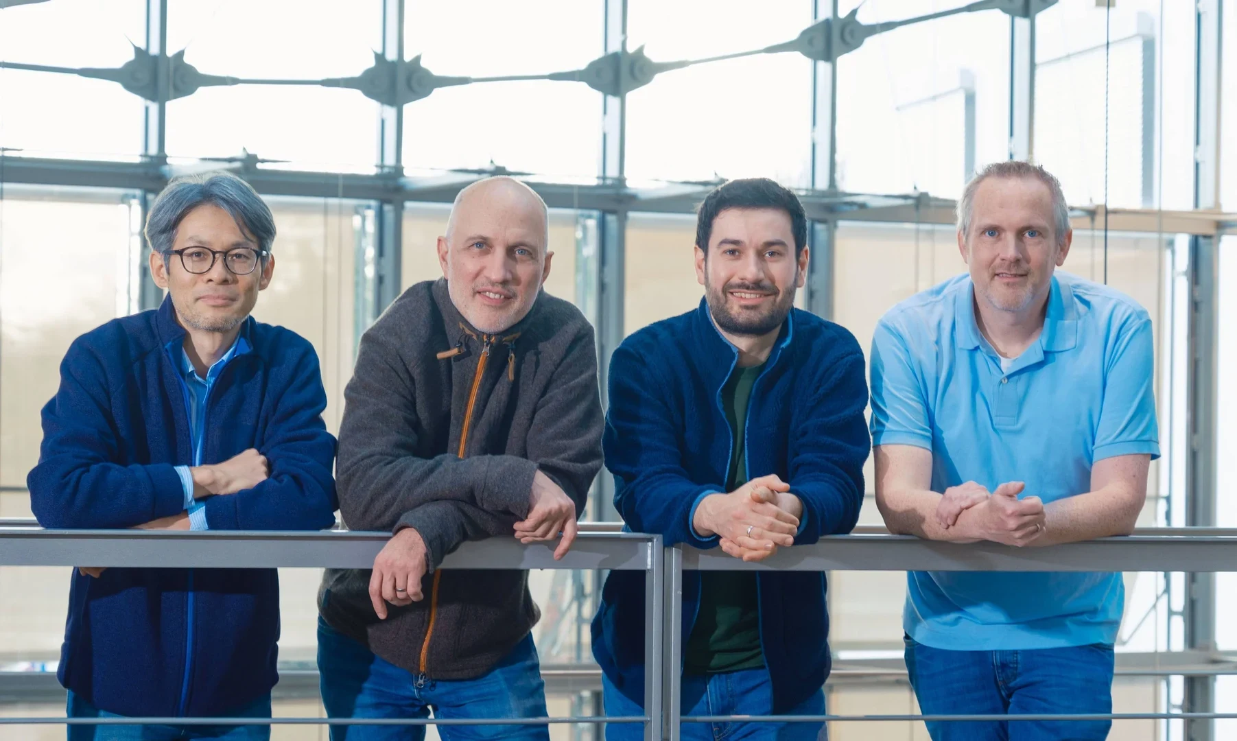 Receiving millions in funding for their practical research (from left to right) - Dr. Kunihiko Araki, Prof. Dr. Heinz Beck (Team EpiTher), Johannes Striebel, Prof. Dr. Volker Busskamp (Team ReRetina).