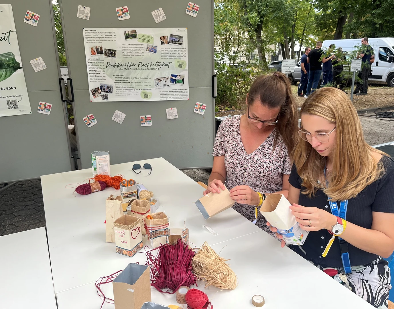 Upcycling old milk cartons.